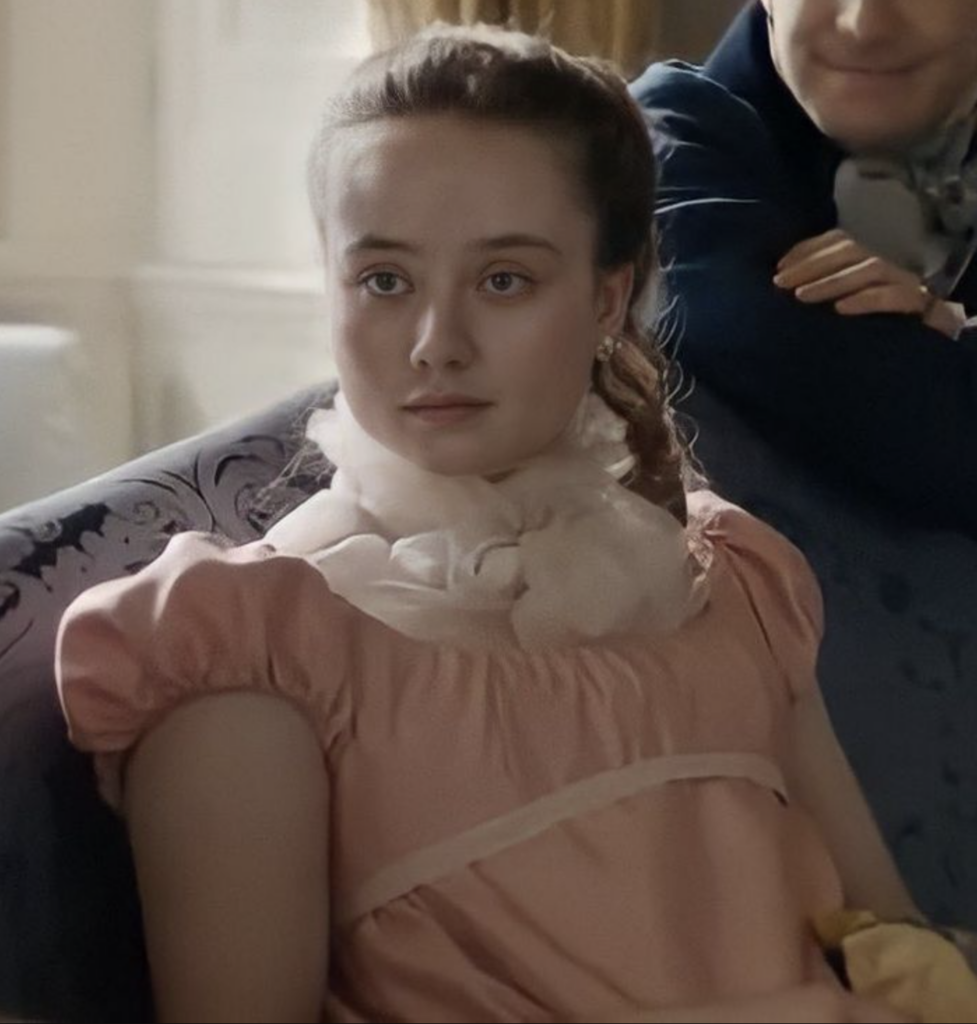 Ruby Stokes as Francesca Bridgerton Season 1 and 2 Bridgerton (2020-2022), Best Costumes, Gowns, Dresses, and Outfits, pink dress