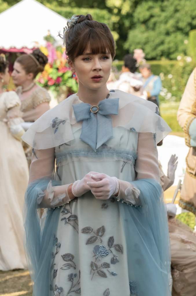 Claudia Jessie as Eloise Bridgerton, Season 3 "Bridgerton" (2020-2024), Best Costumes, Gowns, Dresses, and Outfits, Presentation Outfit