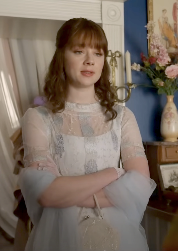 Claudia Jessie as Eloise Bridgerton, Season 3 "Bridgerton" (2020-2024), Best Costumes, Gowns, Dresses, and Outfits, Sheer White Dress