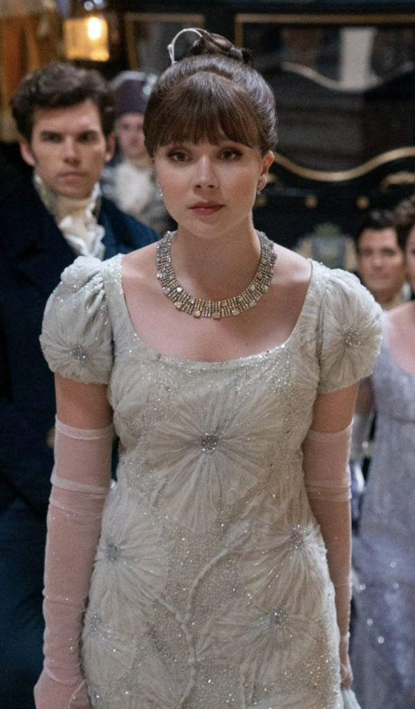 Claudia Jessie as Eloise Bridgerton, Season 3 "Bridgerton" (2020-2024), Best Costumes, Gowns, Dresses, and Outfits, Full Moon Ball Green Geranium Ball Gown