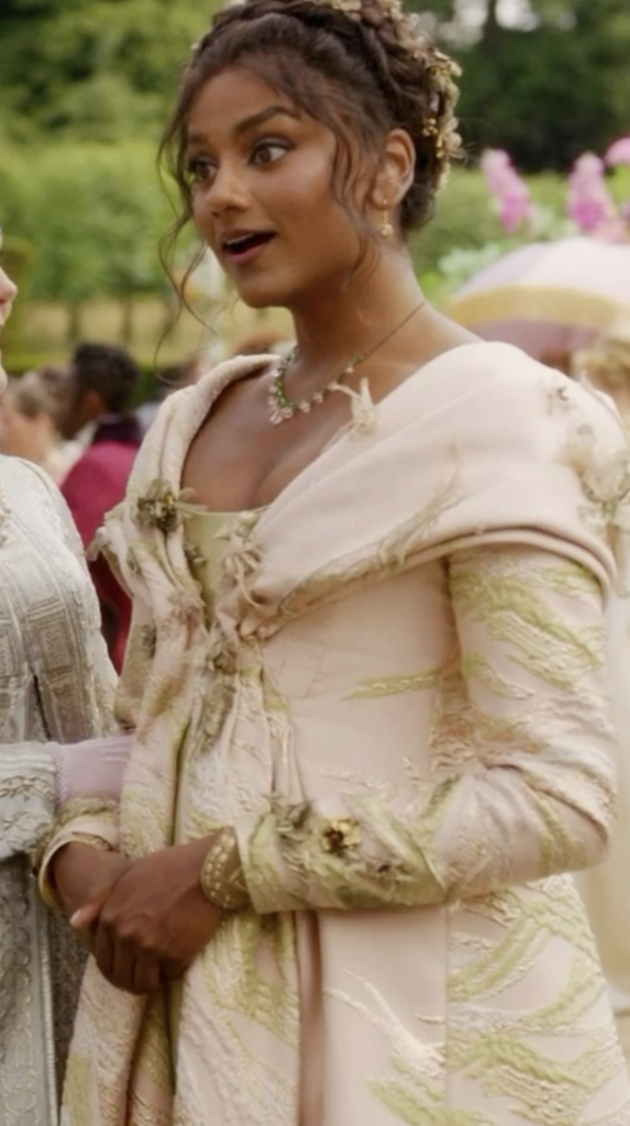 Simone Ashley as Kate Sharma Bridgerton Season 3 "Bridgerton" (2020-2024), The Viscountess Best Costumes, Gowns, Dresses, and Outfits, Presentation Outfit