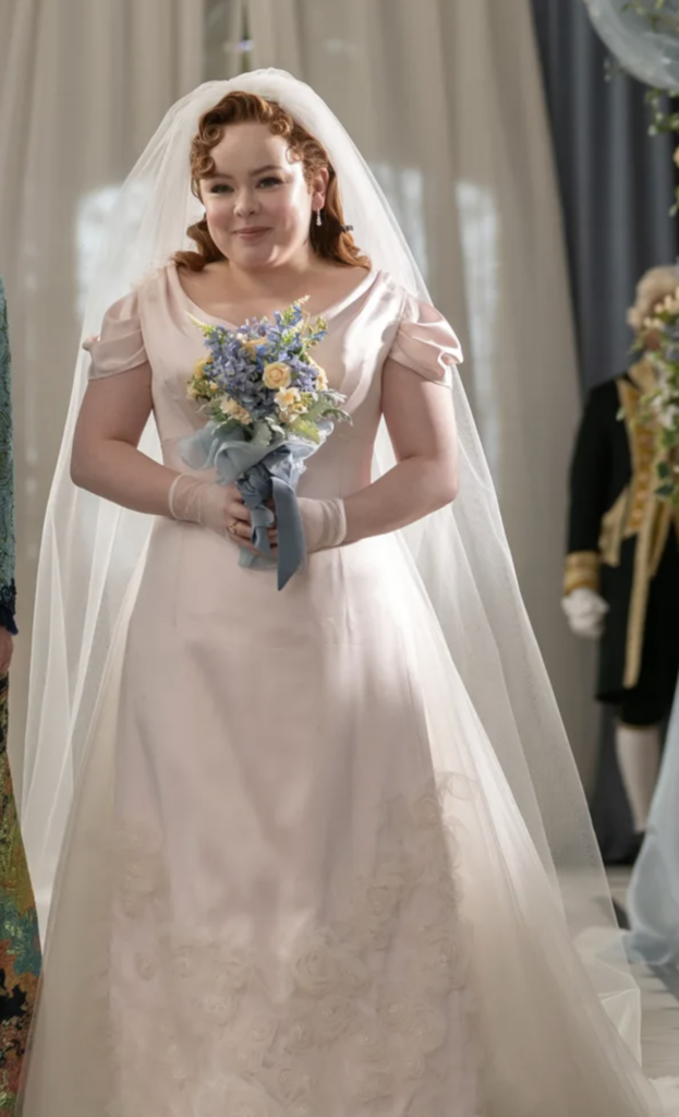 Nicola Coughlan as Penelope Featherington, Season 3 "Bridgerton" (2020-2024), Best Costumes, Gowns, Dresses, and Outfits, Wedding Gown