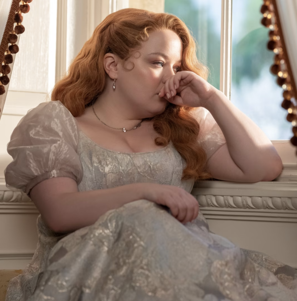 Nicola Coughlan as Penelope Featherington, Season 3 "Bridgerton" (2020-2024), Best Costumes, Gowns, Dresses, and Outfits, Moonlight Kiss Dress