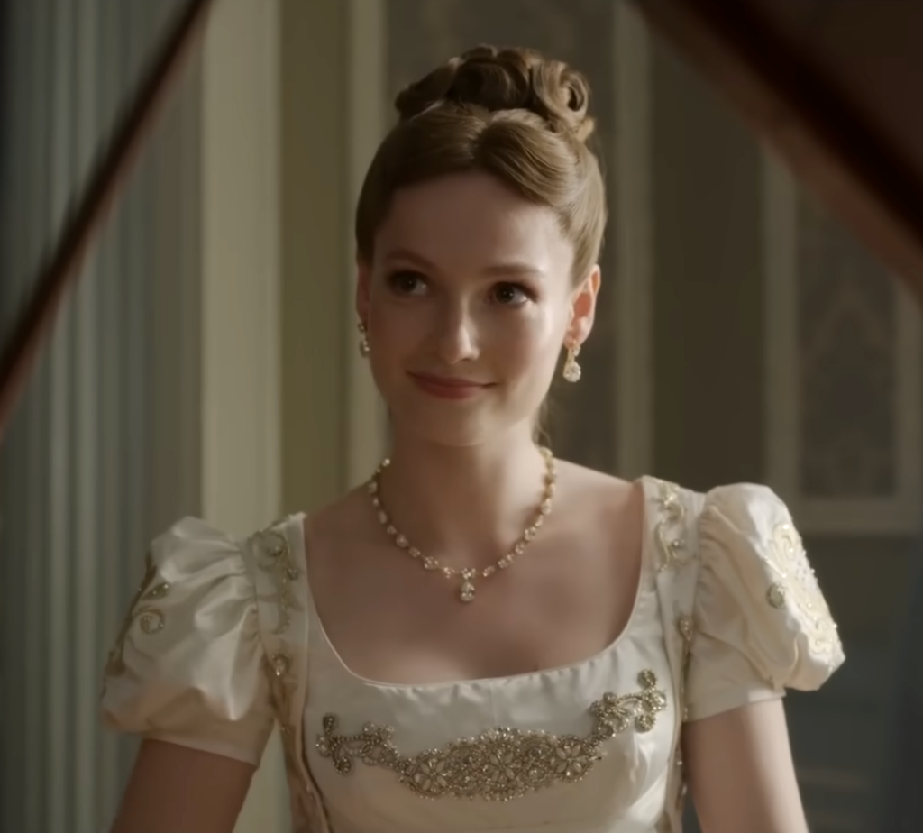 Hannah Dodd as Francesca, Season 3 "Bridgerton" (2020-2024), Best Costumes, Gowns, Dresses, and Outfits, Debutante Gown