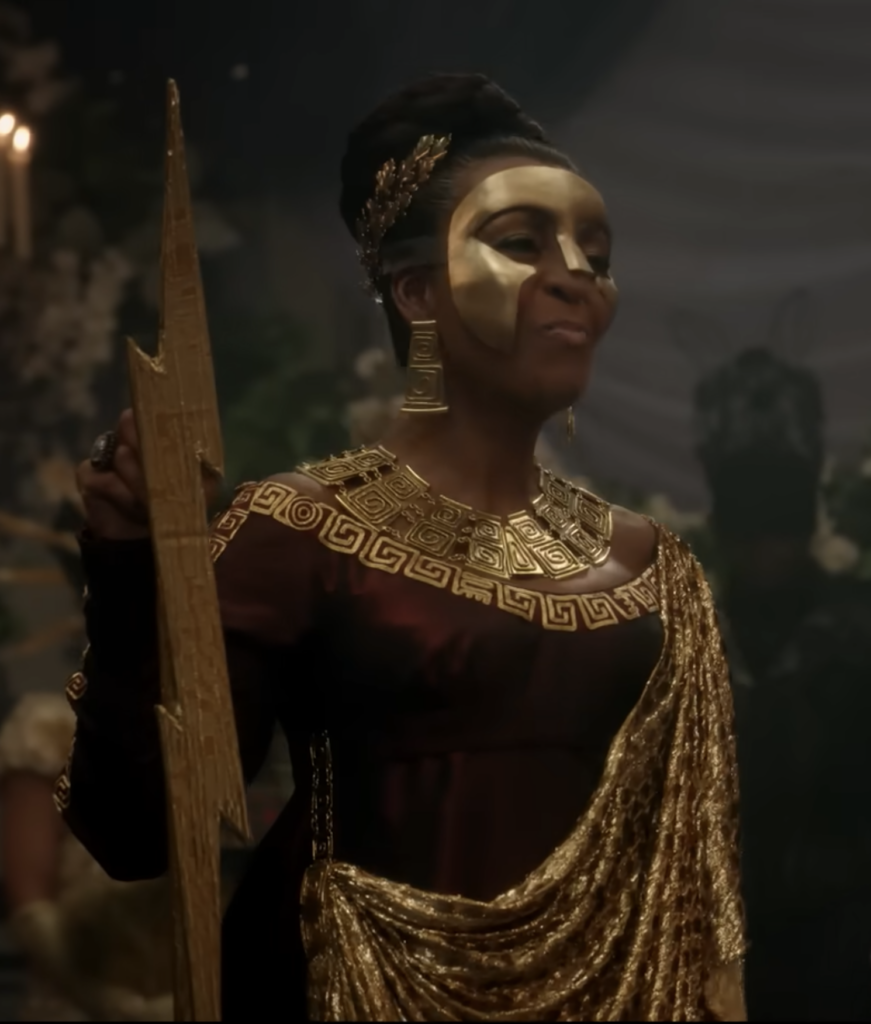 Adjoa Andoh as Lady Danbury dressed as Zeus Ranking the Costumes Masquerade Ball “Bridgerton” Season 4