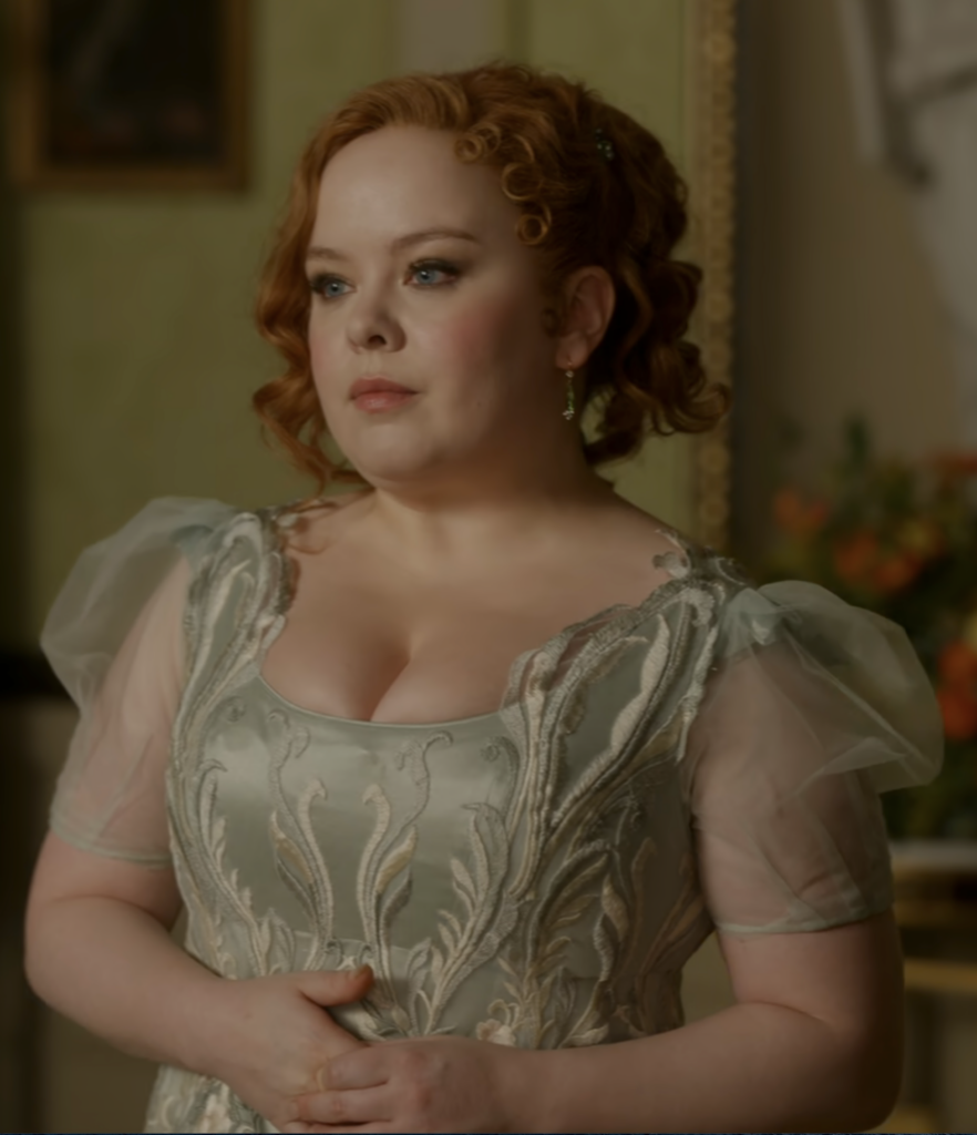 Nicola Coughlan as Penelope Featherington, Season 3 "Bridgerton" (2020-2024), Best Costumes, Gowns, Dresses, and Outfits, Mirror Dress