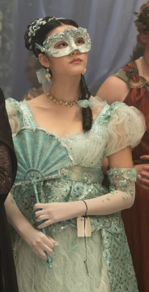 Isabelle Wei as Posy Li dressed as a Mermaid Ranking the Costumes Masquerade Ball “Bridgerton” Season 4