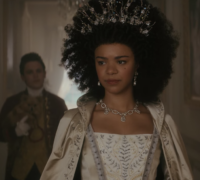 India Amarteifio as young Queen Charlotte in Netflix's “Queen Charlotte: A Bridgerton Story” With costume designed by Lyn Elizabeth Paolo & Laura Frecon