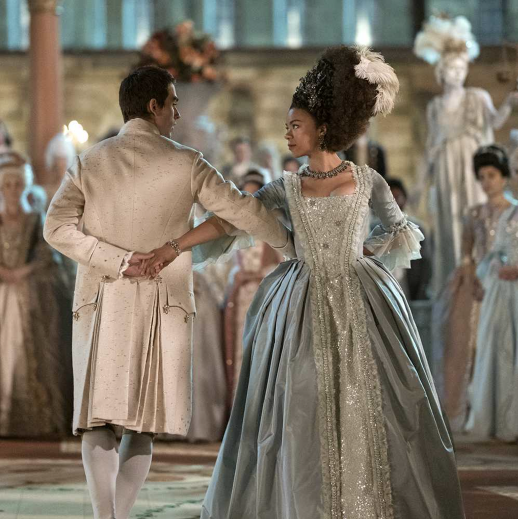 India Amarteifio as young Queen Charlotte in Netflix's “Queen Charlotte: A Bridgerton Story” The Baby-Blue Ball Gown