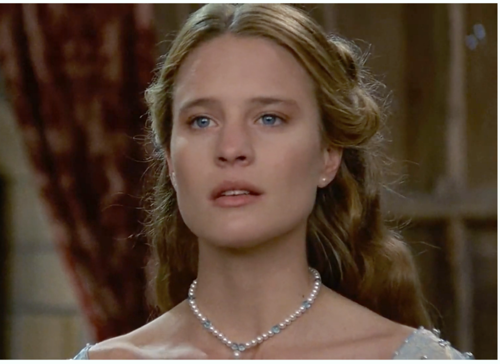 Robin Wright as Buttercup in her pretty blue princess dress from The Princess Bride (1987) Best Blue Costumes, Gowns, & Dress from Fantasy & Sci-fi Movies