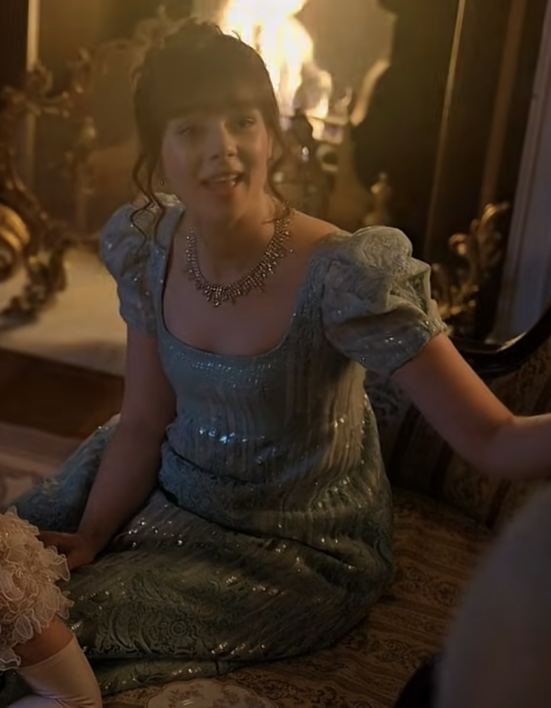 Claudia Jessie as Eloise Bridgerton, Season 4 "Bridgerton" (2020-2026), Best Costumes, Gowns, Dresses, and Outfits Blue Gown
