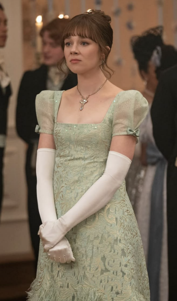 Claudia Jessie as Eloise Bridgerton, Season 4 "Bridgerton" (2020-2026), Best Costumes, Gowns, Dresses, and Outfits, Green Ball Gown