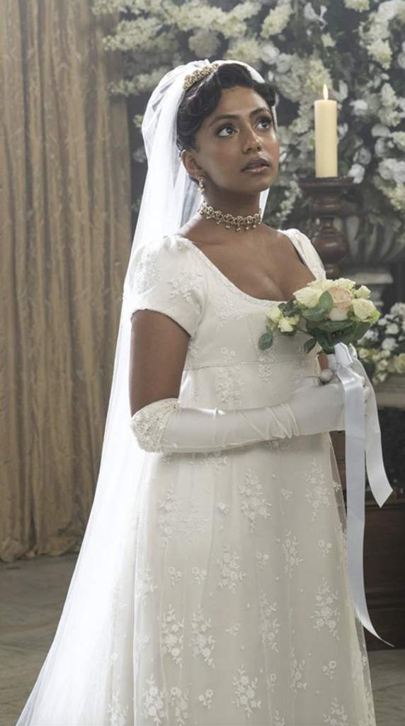 Charithra Chandran as Edwina in her wedding, "Bridgerton," Season 2 Ranking the Wedding Gowns from Bridgerton