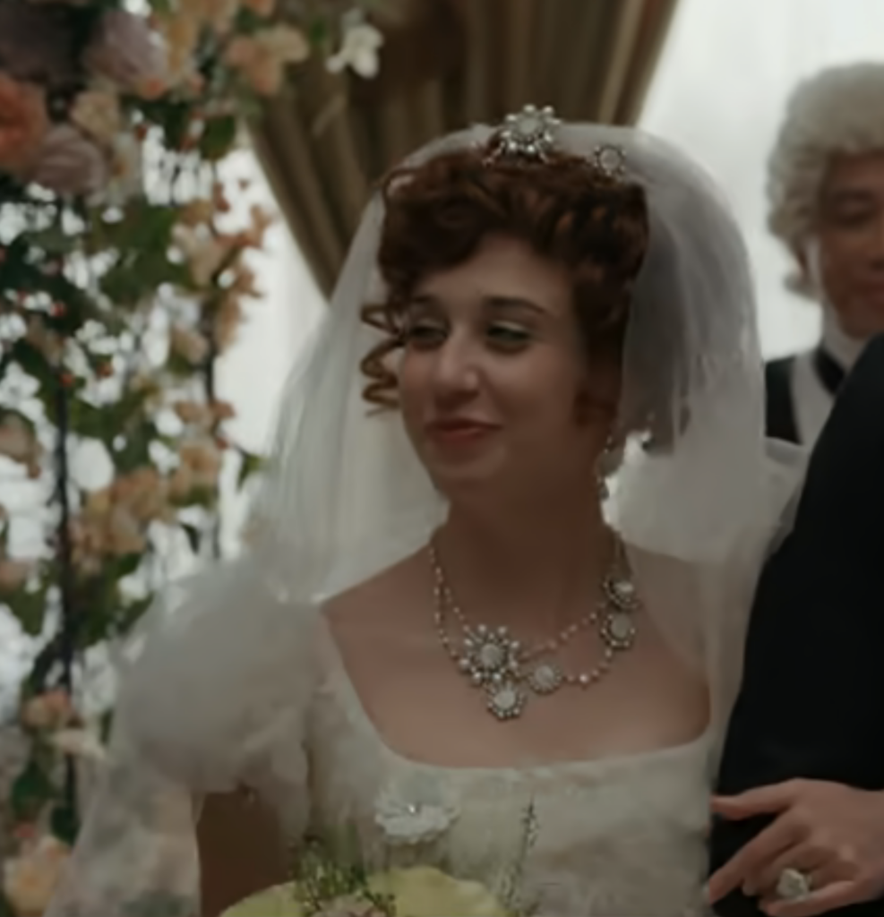 Harriet Cains as Philippa in her wedding gown, "Bridgerton," Season 2 Ranking the Wedding Gowns from Bridgerton