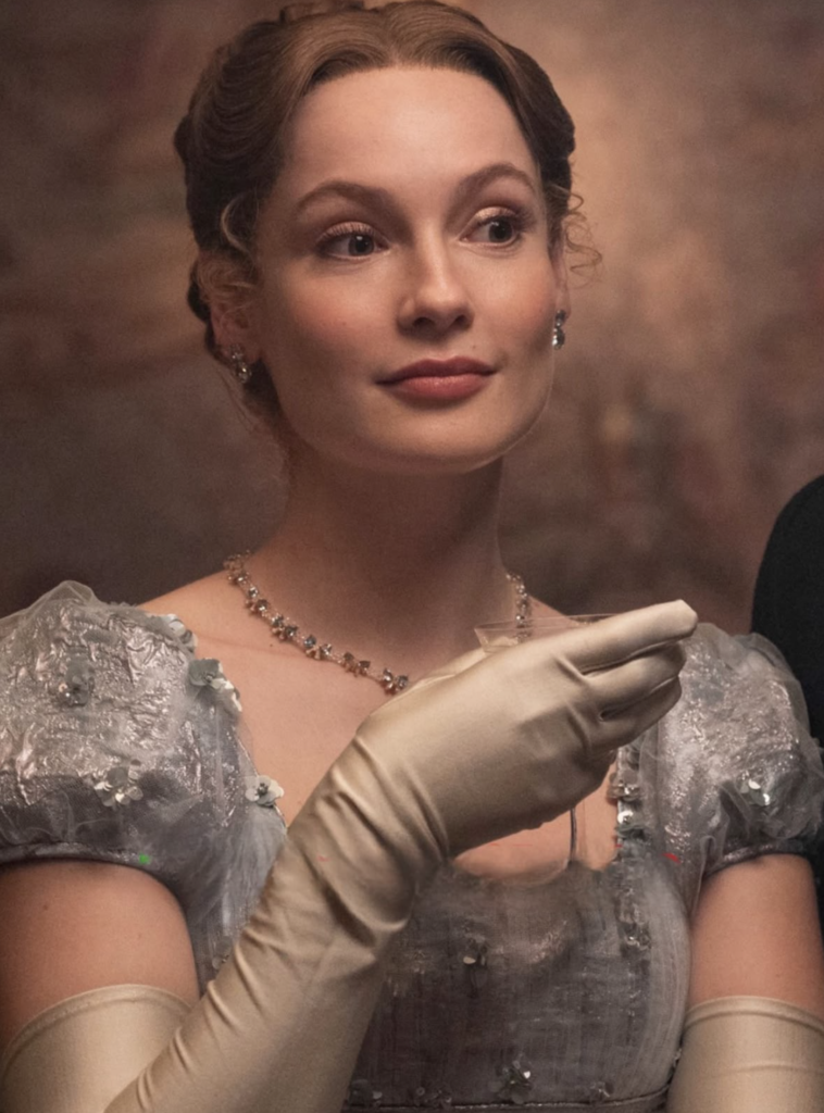 Hannah Dodd as Francesca Stirling Countess of Kilmartin Season 4 "Bridgerton" (2020-2026), Best Costumes, Gowns, Dresses, and Outfits, Gray Evening Gown