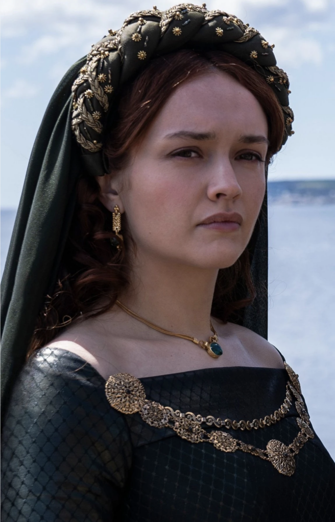 Olivia Cooke as Older Queen Alicent in “House of the Dragon” Season 1 Season 1 of "House of the Dragon" Ranking Alicent Costumes, Dresses, & Outfits