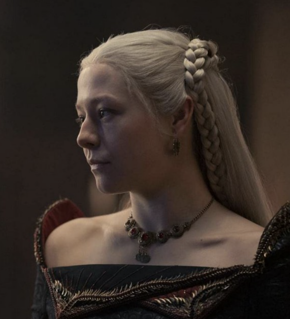 Emma D’Arcy as adult Rhaenyra Targaryen in Season 1 of "House of the Dragon" Ranking Rhaenyra Costumes, Dresses, & Outfits
