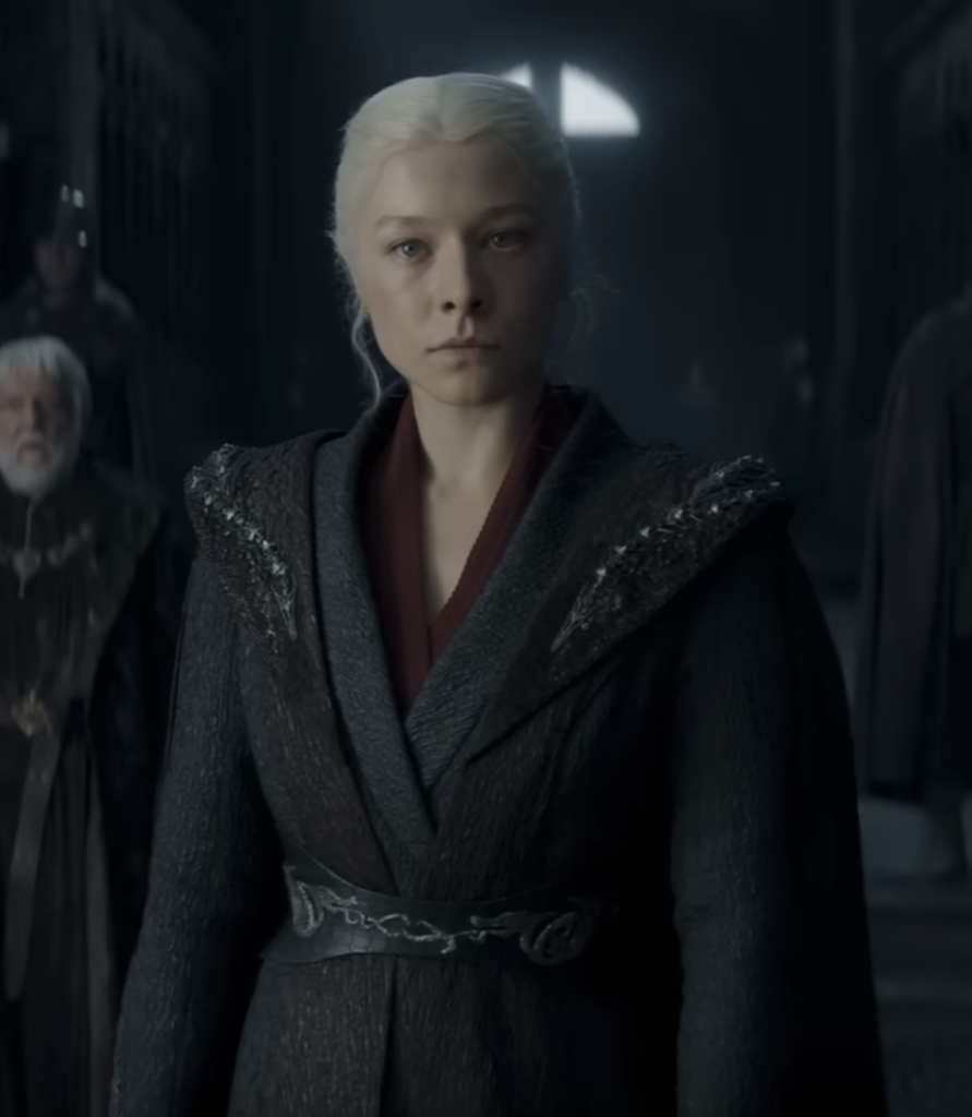 Emma D'Arcy as Rhaenyra Targaryen in Season 2 of HBO's “House of the Dragon” Ranking Rhaenyra Costumes, Dresses, & Outfits, The Charcoal Ensemble