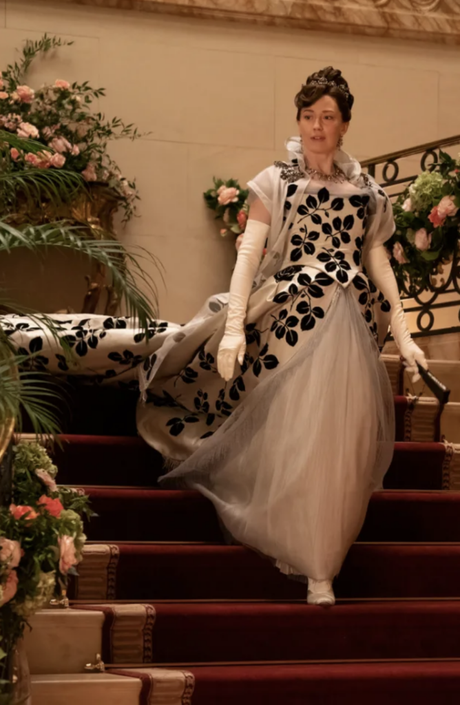Carrie Coon as Bertha Russell, "The Gilded Age" Season 1 Ranking costumes, gowns, dresses and outfits, Gladys’ Coming Out Ballgown