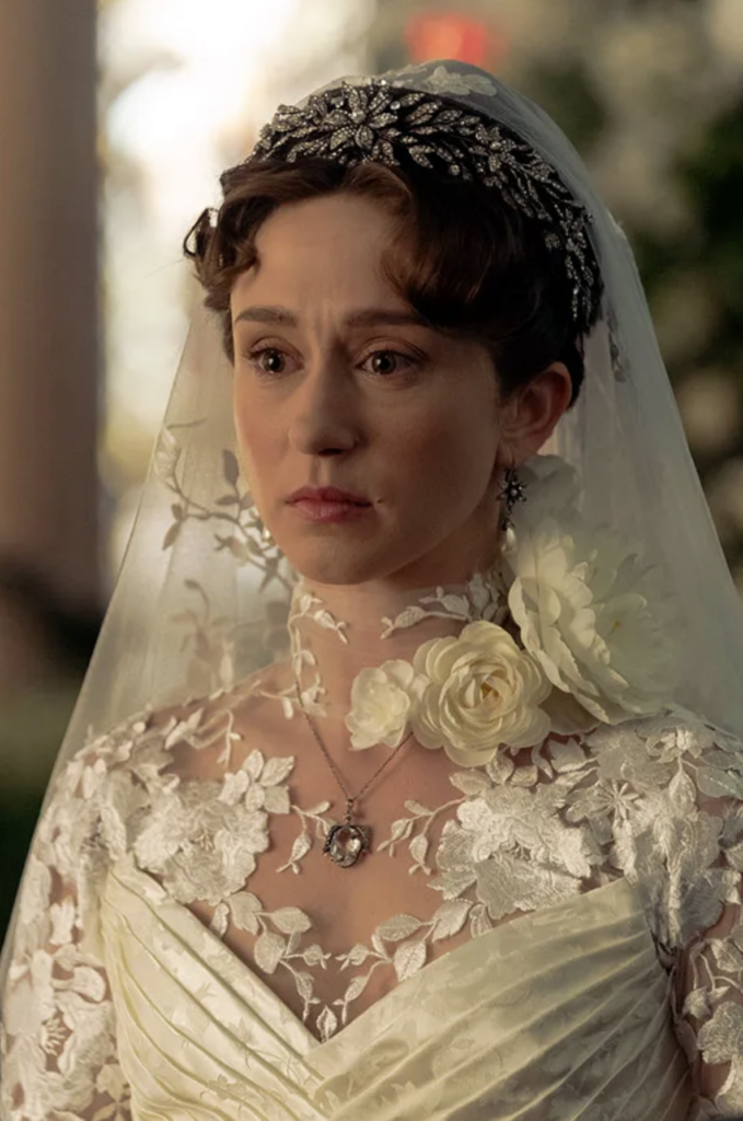 Taissa Farmiga as Gladys Russell "The Gilded Age" Season 3 Ranking costumes, gowns, dresses and outfits Wedding Gown