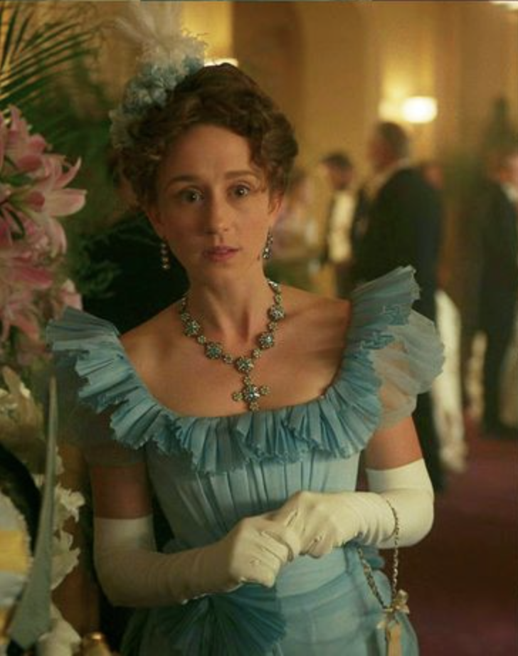 Taissa Farmiga as Gladys Russell "The Gilded Age" Season 3 Ranking costumes, gowns, dresses and outfits Blue Opera Gown