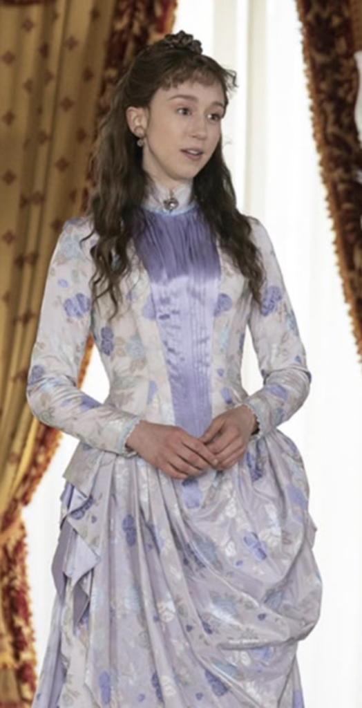 Taissa Farmiga as Gladys Russell "The Gilded Age" Season 1 Ranking costumes, gowns, dresses and outfits, The Lavender Day Dress