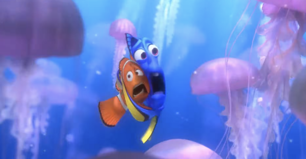 Marlin and Dory in the Jellyfish Forest Pixar "Finding Nemo" (2003) Movie Review