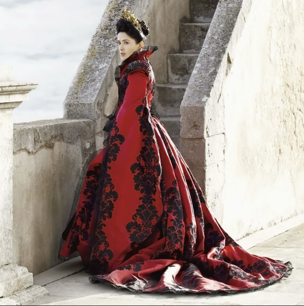 Salma Hayek as Queen of Longtrellis in "Tale of Tales" (2015) Best Red Costumes, Gowns, & Dresses from Fantasy & Sci-fi Movies