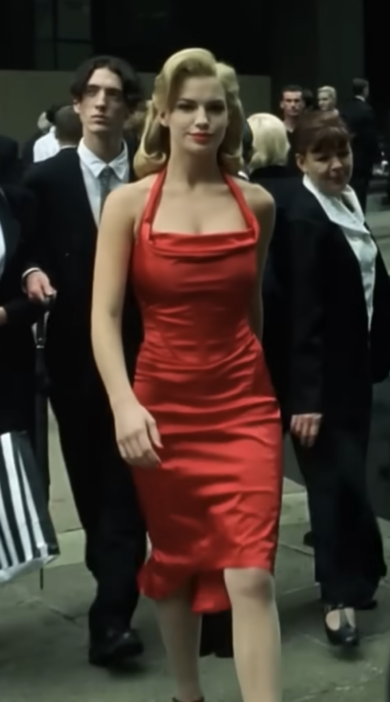 Fiona Johnson as The Woman in the Red Dress, The Matrix (1999) Best Red Costumes, Gowns, & Dresses from Fantasy & Sci-fi Movies