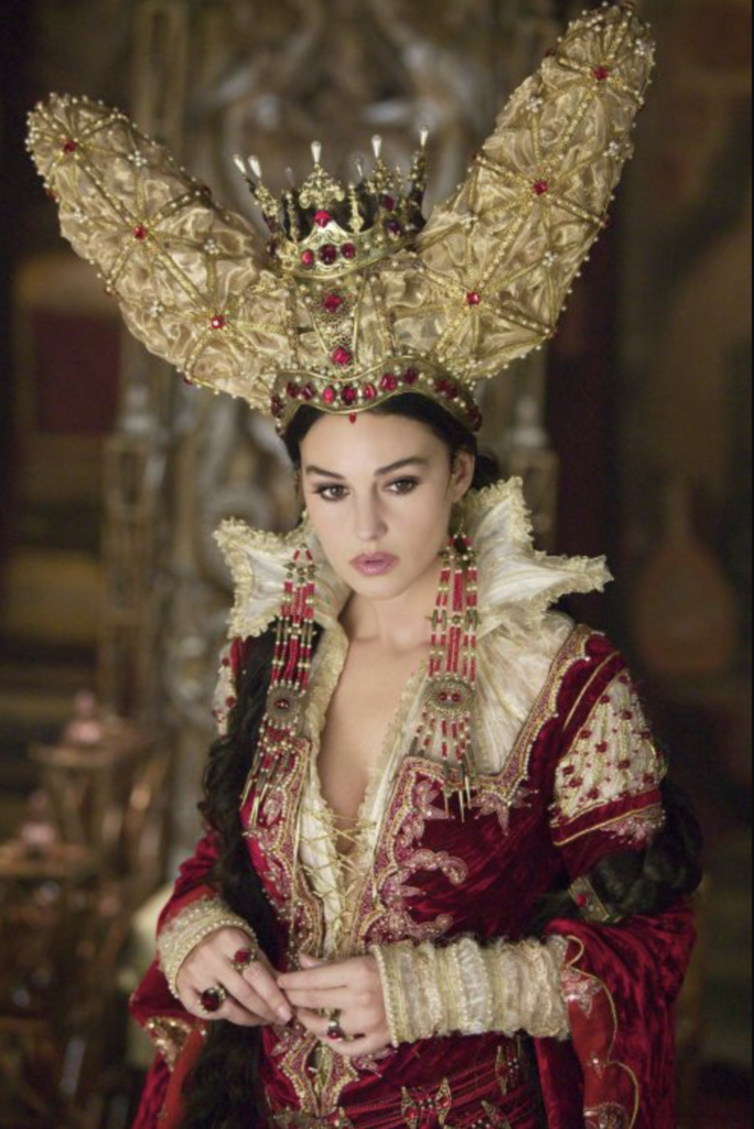 Monica Bellucci as The Mirror Queen from "The Brothers Grimm" (2005) Best Burgundy & Dark Red Costumes, Gowns, & Dresses from Fantasy & Sci-fi Movies