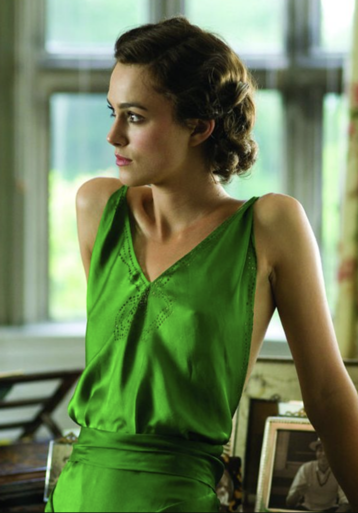 Keira Knightley as Cecilia in Atonement (2007) Best Green Costume, Gowns, & Dresses from Period Piece Dramas Movies