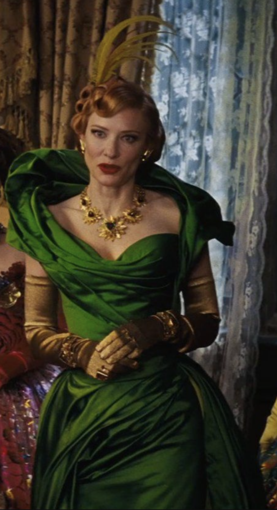 Cate Blanchett as Lady Tremaine in "Cinderella" (2015) Best Green Costume, Gowns, & Dresses from Fantasy & Sci-fi Movies