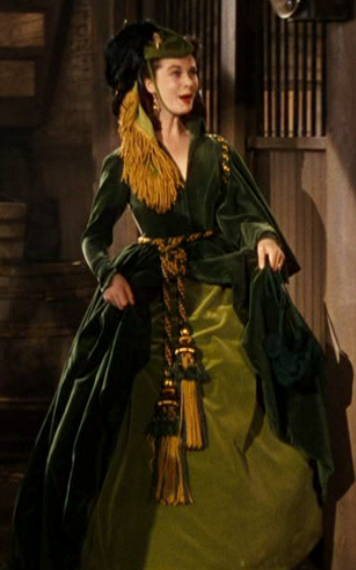 Vivien Leigh as Scarlett O’Hara from "Gone with the Wind" (1939) Best Green Costume, Gowns, & Dresses from Period Piece Dramas Movies