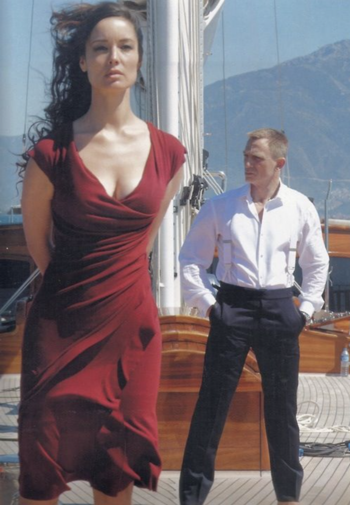 Bérénice Marhole as Sévérine from Skyfall (2012) Best Burgundy & Dark Red Costumes, Gowns, & Dresses from Modern Set Movies