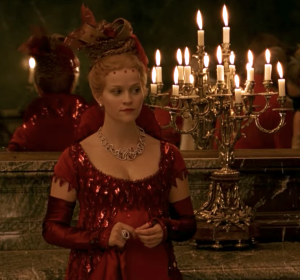 Reese Witherspoon as Becky Sharp in "Vanity Fair" (2004) Best Burgundy & Dark Red Costumes, Gowns, & Dresses from Period Piece Dramas Movies