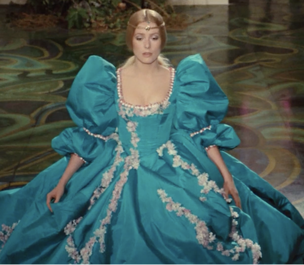 Catherine Deneuve as The Princess from Donkey Skin (1970) Best Blue-Green (Teal, Turquoise, Aqua, Cyan) Costume, Gowns, & Dresses from Fantasy & Sci-fi Movies