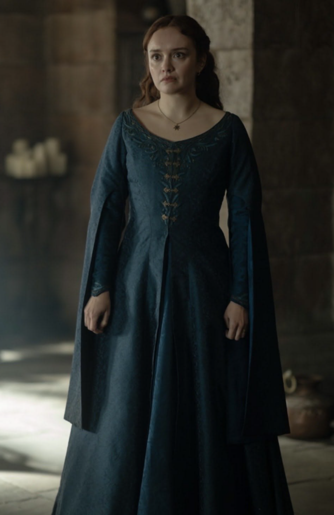 Olivia Cooke as Alicent Hightower Season 3 of HBO's "House of the Dragon" Ranking Alicent Costumes, Dresses, & Outfits, Dark Teal Gown