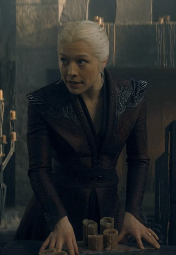 Emma D'Arcy as Rhaenyra Targaryen in Season 3 of HBO's “House of the Dragon” Ranking Rhaenyra Costumes, Dresses, & Outfits, Red Gown