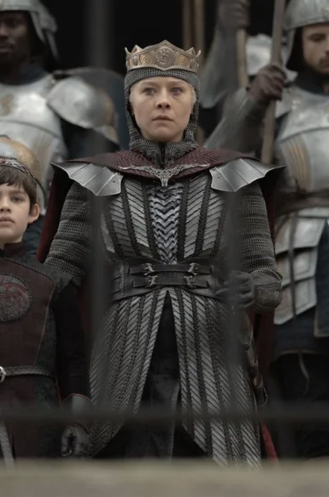 Emma D'Arcy as Rhaenyra Targaryen in Season 3 of HBO's “House of the Dragon” Ranking Rhaenyra Costumes, Dresses, & Outfits, Armored Dragon Queen
