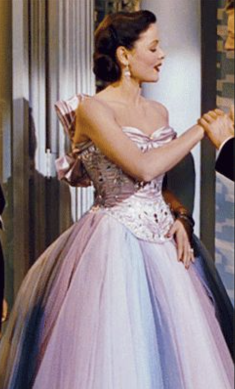 Gene Teirney as Lili Duran, On the Riviera (1951) Best Purple Costume, Gowns, & Dresses from Modern Set Movies