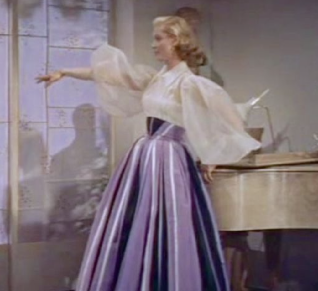 Lauren Bacall as Marilla Brown Hagan from "Designing Woman" (1957) Best Violet Purple Costume, Gowns, & Dresses from Modern Set Movies