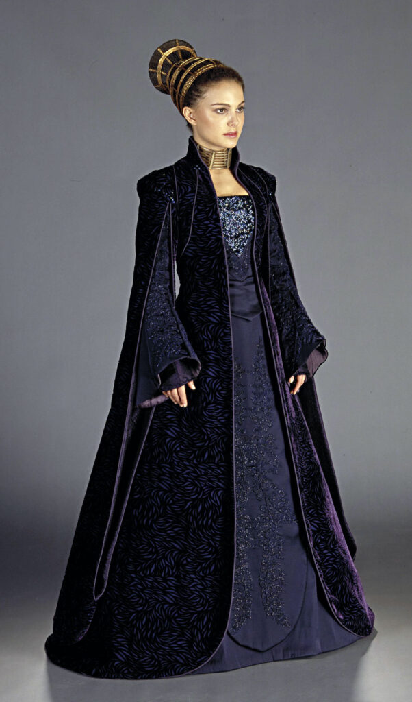 Natalie Portman as Padme Amidala in "Star Wars: Episode II – Attack of the Clones" (2002) Best Violet Purple Costume, Gowns, & Dresses from Fantasy & Sci-fi Movies, Senate outfit