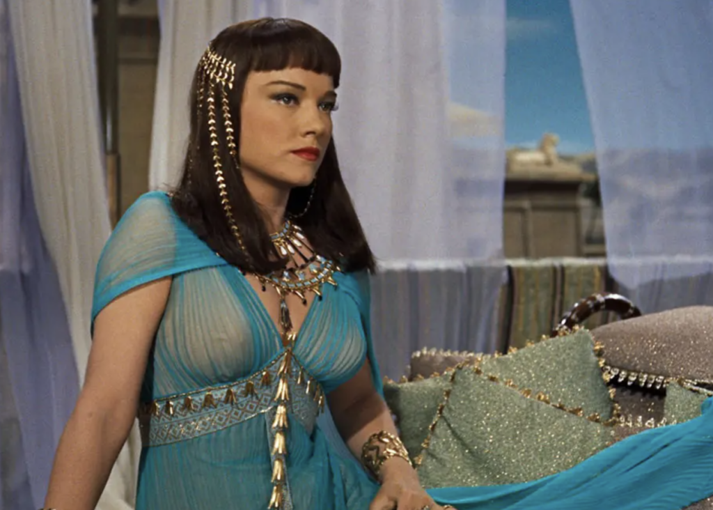 Anne Baxter as Nefertiti, "The Ten Commandments" (1956) Best Blue-Green (Teal, Turquoise, Aqua, Cyan) Costume, Gowns, & Dresses from Period Piece Dramas Movies