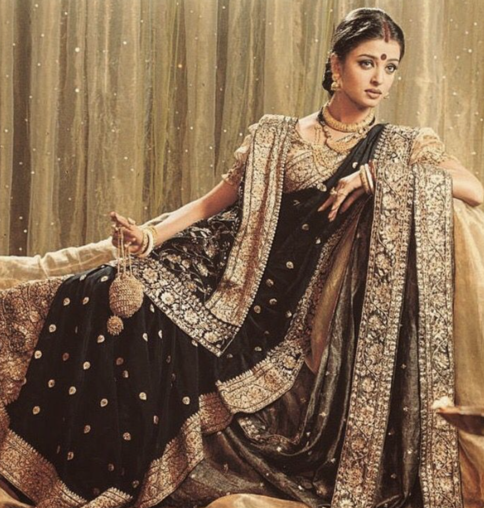 Aishwarya Rai as Paro, "Devdas" (2002) Best Black Costume, Gowns, & Dresses from Period Piece Dramas Movies