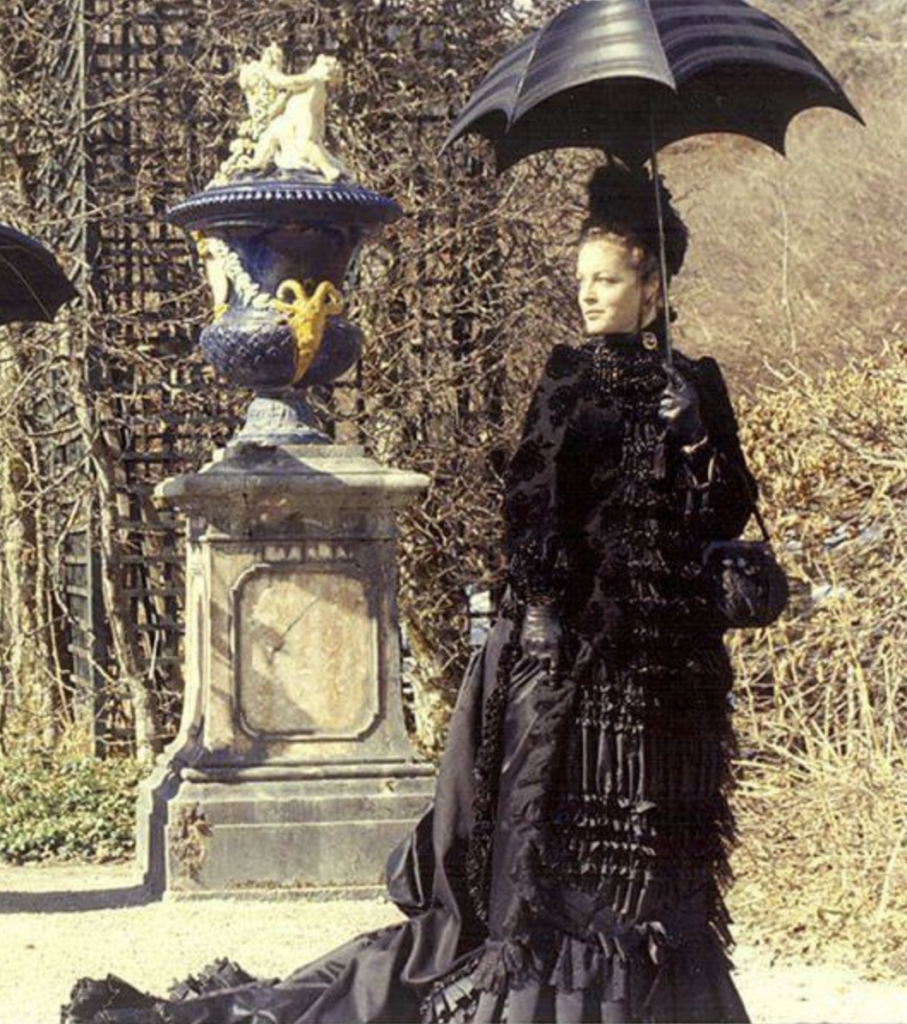 Romy Schneider as Empress Elisabeth, "Ludwig" (1973) Best Black Costume, Gowns, & Dresses from Period Piece Dramas Movies