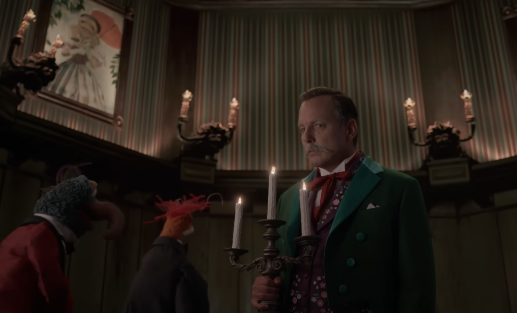 Will Arnett as the Host with Gonzo & Pepe in Stretching Room "Muppets Haunted Mansion" (2021) Review