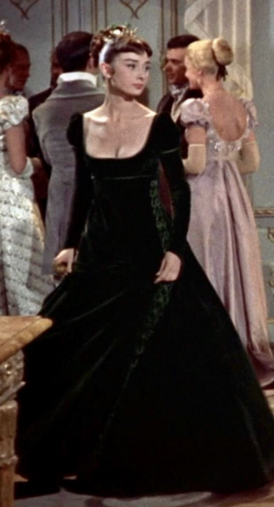 Audrey Hepburn as Natasha, "War and Peace" (1956) Best Black Costume, Gowns, & Dresses from Period Piece Dramas Movies